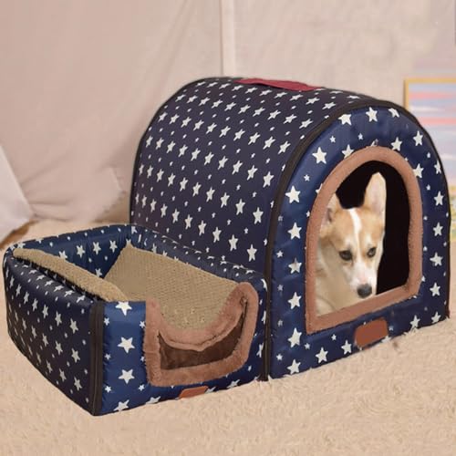 Hundehütte für große Hunde, Größe XL, für große und mittelgroße Hunde, für drinnen und draußen, Größe L (60 x 48 x 43 cm), Größe L von DG Catiee