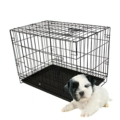 Hundekäfig für kleine Hunde, faltbar, langlebiger Metalldraht, Trainingskäfig für Welpen, Kätzchen, Kaninchen, kleine Haustiere (35 cm, XS, schwarz) von DG Catiee