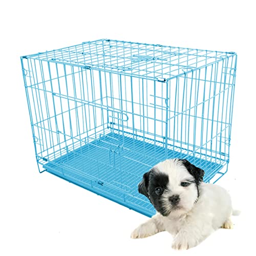 DG Catiee Hundekäfig für kleine Hunde, faltbar, langlebig, Metalldraht, Trainingskäfig für Welpen, Kätzchen, Kaninchen, kleine Haustiere (50 cm, S, blau) von DG Catiee