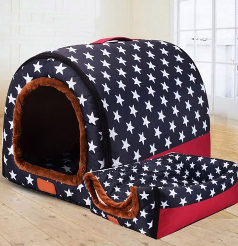 Luxuriöse Hundehütte, Größe XL, extra groß, Haustier, Katzenhöhle, Zwinger für kleine, große, mittelgroße Hunde, Katzen, für drinnen und draußen, waschbar (92 x 68 x 72 cm, B) von DG Catiee