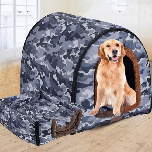 Luxuriöse Hundehütte, Größe XL, extra groß, Haustier, Katzenhöhle, Zwinger für kleine, mittelgroße Hunde, Katzen, für drinnen und draußen, waschbar (105 x 80 x 78 cm, F) von DG Catiee