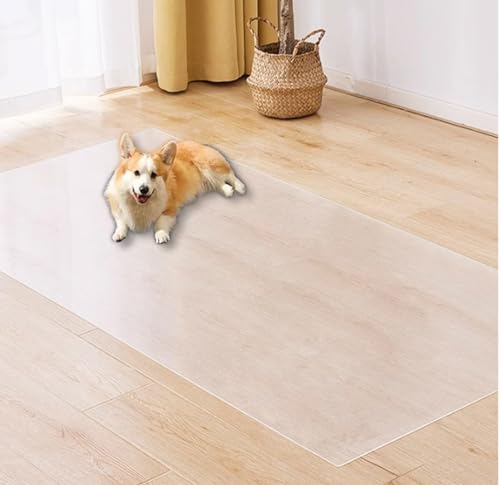 Teppichschutz für Haustiere, Hunde und Katzen, rutschfeste Haustier-Schlafmatte, wasserdichte Bodenmatte, transparenter Bodenschutz, 50 x 120 cm, transparent von DG Catiee