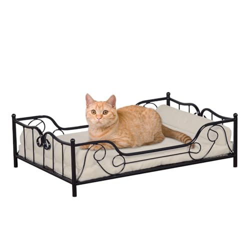 DGBAOBEI Haustier-Couch-Bett mit Metallrahmen, abnehmbares weißes Samtkissen, 2 Kissen für Katzen und Welpen DGBAOBEI Haustier-Couch-Bett mit Metallrahmen, abnehmbares weißes Samtkissen, 2 Kissen für Katzen und Welpen von DGBAOBEI