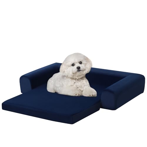 DGBAOBEI Haustierbett, 2-in-1, Katzenbett, ausklappbar, Welpen-Sofa, Samtstoff, Haustiermatte für Katzen und Welpen, Blau DGBAOBEI Haustierbett, 2-in-1, Katzenbett, ausklappbar, Welpen-Sofa, Samtstoff, Haustiermatte für Katzen und Welpen, Blau von DGBAOBEI
