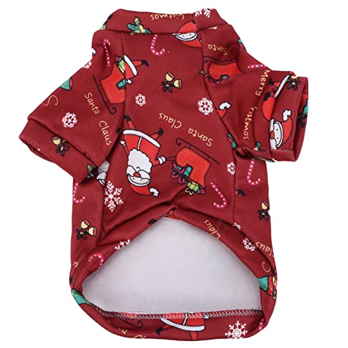 Haustierpullover Red Santa Schöner Cartoon Druck warm Hunde Weihnachtskleidung kleines Haustier Weihnachtskostüm für Winterhund Xsmas Mäntel (L) von DGLDCSHUAI