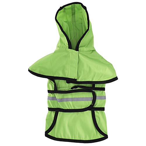 Hund Regenmantel Polyester Haustier Regen Cape Jacke reflektierende Streifen wasserdichte atmungsaktive für Hundeschutzhof Spielen (Fluoreszierendes Grün) von DGLDCSHUAI