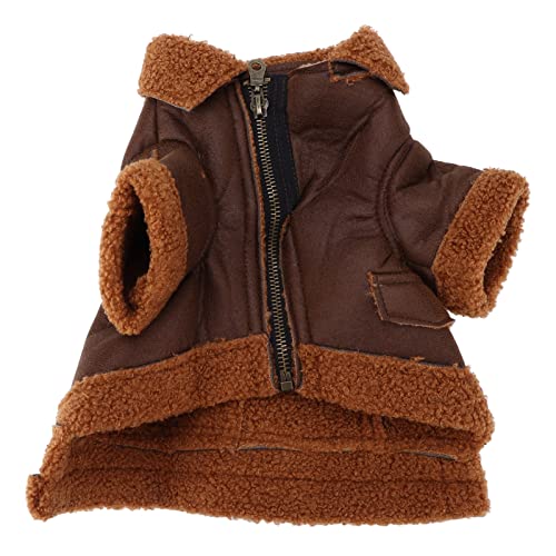 Hunde Winter PU Lederjacke verdickte Reißverschlussjacke für kleine mittelgroße große Hunde und Katzen (L) von DGLDCSHUAI
