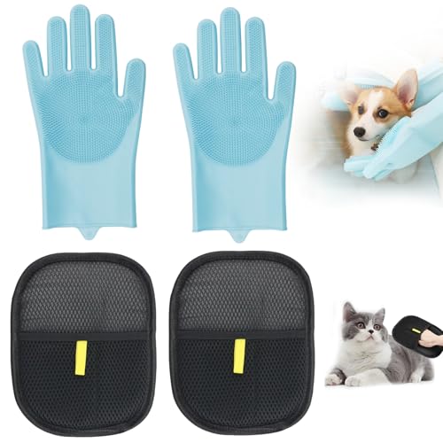 DGMI Double Sided Grooming Glove,Reusable Pet Hair Remover, Massage Deshedding Brush,Versatile Static Removal Gloves for Pet Hair on Clothes, Sofas, Carpets (3 Pieces) von DGMI