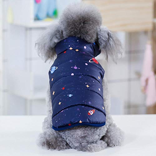 DGPOAD Haustier Hund Wintermantel Kleine Hundekleidung Warme Hundejacke Welpen Outfit Hundemantel Chihuahua Shih Tzu Kleidung, Marineblaues Universum, L. von DGPOAD