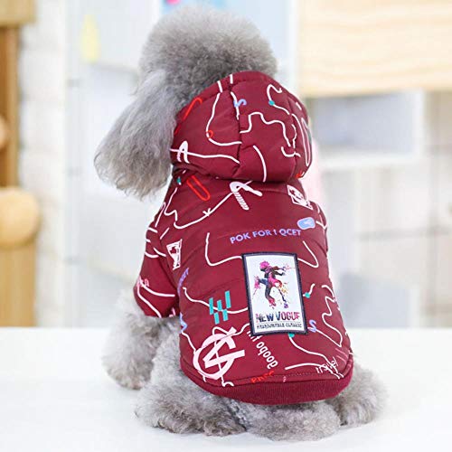 DGPOAD Pet Dog Wintermantel Kleine Hundekleidung Warme Hundejacke Welpen-Outfit Hundemantel Chihuahua Shih Tzu Kleidung, Wine Red Hood, XXL von DGPOAD