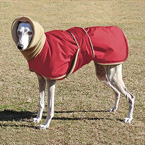 DGPOAD Super warme, Dicke Hundekleidung wasserdichte Hundemanteljacke für mittelgroße Hunde Windhund Wolfshund, Rot, 5XL von DGPOAD