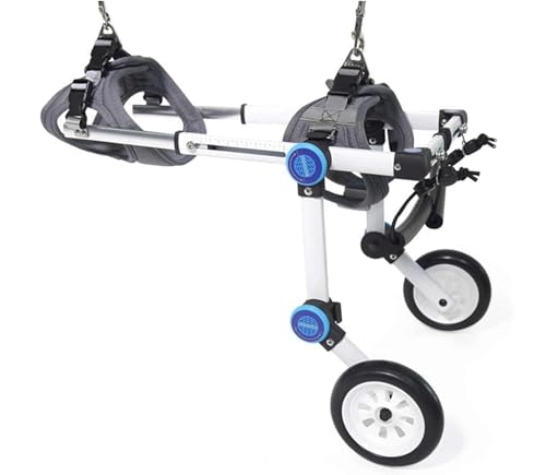 DGSYUAN Rollstuhl Für Hunde 2 Rad Hund Rollstuhl Aluminium Haustier Rollstuhl Einstellbare Hund Warenkorb Tier Übung Räder Licht Hund Hunderollstuhl(M) von DGSYUAN