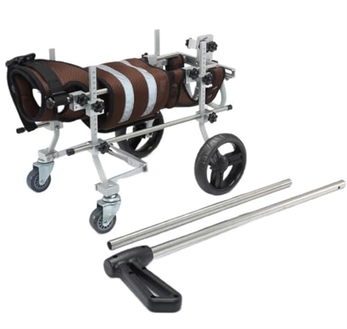 DGSYUAN Rollstuhl Für Hunde Hunderollstuhl Aus Aluminium Mit 4 Rädern, Leicht, Tragbar, Für Haustiere, Hunderollstuhl, Leicht Zu Transportieren Hunderollstuhl(Brown) von DGSYUAN