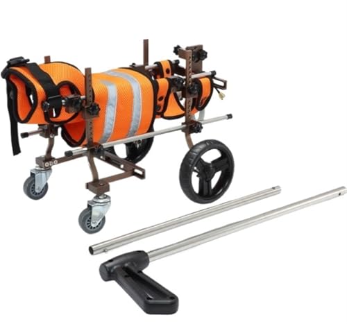 DGSYUAN Rollstuhl Für Hunde Hunderollstuhl Aus Aluminium Mit 4 Rädern, Leicht, Tragbar, Für Haustiere, Hunderollstuhl, Leicht Zu Transportieren Hunderollstuhl(Orange) von DGSYUAN