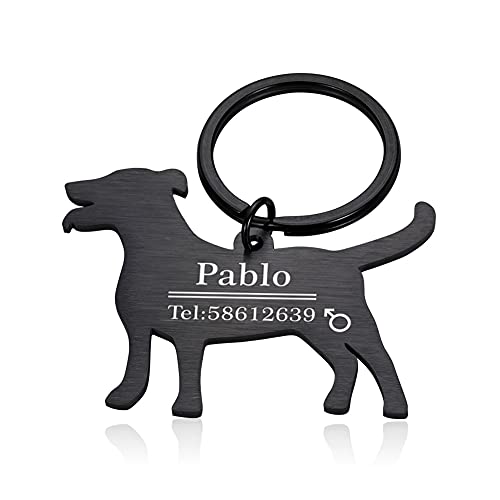 DHDHWL hundemarke Hundetikett personalisierte Haustierwelpe Katze ID-Tag Hundehalsband-Zubehör Angekippter Name Telefonnummer Tag für Hunde Katzen personalisiert (Color : Black) von DHDHWL