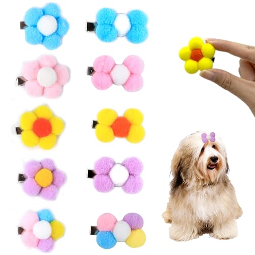 DHER 10 Stück Hunde-Haarspangen Tierhaarschleifen Haustier-Haarspangen Kleintier-Haarspangen Super niedlicher Hundekopfschmuck, niedliches Katzen- und Hundeparty-Zubehör (C) von DHER