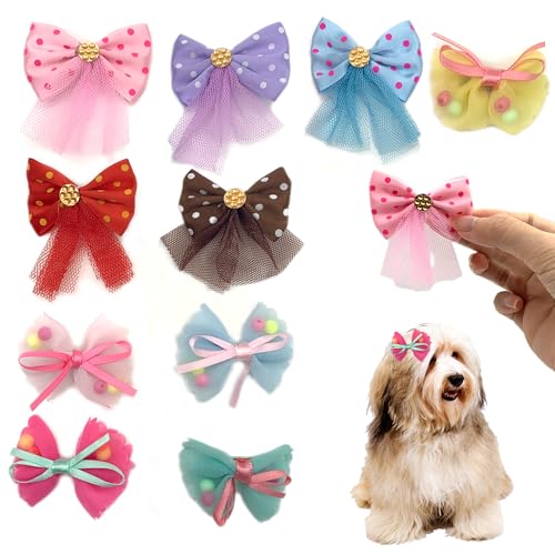 DHER 10 Stück Hunde-Haarspangen Tierhaarschleifen Haustier-Haarspangen Kleintier-Haarspangen Super niedlicher Hundekopfschmuck, niedliches Katzen- und Hundeparty-Zubehör (D) von DHER
