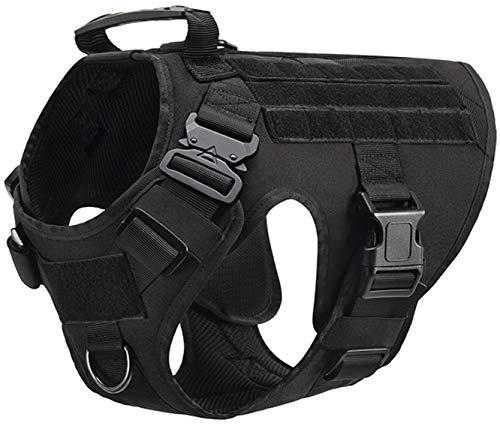 DHGTEP Anti Zug Hundegeschirr für Große Hunde Taktisches Militär Hundegeschirr Deutscher Schäferhund Dobermann Labrador Service Hundetraining Produkt (Color : Black, Size : L) von DHGTEP