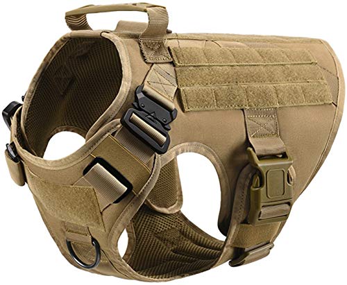 DHGTEP Anti Zug Hundegeschirr für Große Hunde Taktisches Militär Hundegeschirr Deutscher Schäferhund Dobermann Labrador Service Hundetraining Produkt (Color : Brown, Size : L) von DHGTEP