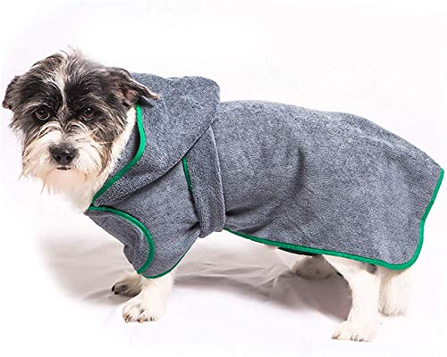 DHGTEP Badetuch Hund Bademantel, Mikrofaser Hund Bademantel, Super Saugfähige Handtuch für Hündinnen und Rüden Schnell Trocknend Nachthemd Hund Pyjamas mit Verstellbaren Ärmel (Size : L) von DHGTEP