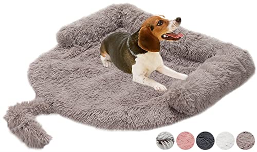 DHGTEP Beruhigende Hundebett für Sofa, Plüsch Hundebett Wasserdicht für Stühle, Couch, Autositz Decke Protector Cover Travel Cushion für Kleine Mittlere Große Hunde (Farbe : Square Brown, Größe : M) von DHGTEP