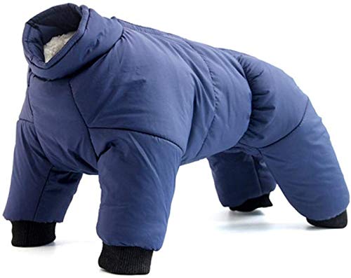 DHGTEP Haustier Kleidung Hundemantel Warm Fleece Mantel Jacke Wasserdicht Reflektierende Vierbeinige Baumwolle Stricken Muster Mantel für Outdoor Kleine Mittlere Große (Color : Blue, Size : XXXL) von DHGTEP