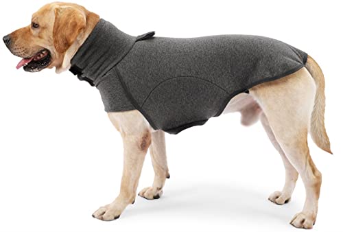 DHGTEP Hochgeschlossener Fleece Hundemantel Bauchbinden für Kleine Mittelgroße Hunde Kleidung Pullover für Französische Bulldogge Corgi Windhunde Labrador Golden Retriever (Farbe : Grau, Größe : XS) von DHGTEP