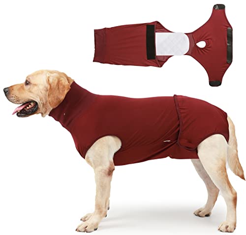 DHGTEP Hund Chirurgie Erholung Anzug Anti Angst Hund Bauch Bands Jacke Weste Halten Relief Beruhigende Wrap Kleidung für Samll Medium Große Hunde (Farbe : Rot, Größe : M) von DHGTEP