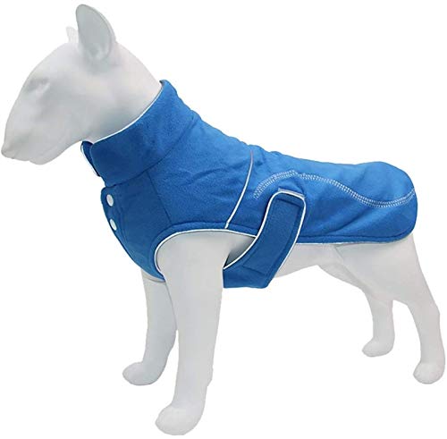 DHGTEP Hund Winterkleidung, Hoher Hals Fleece Haustier Hund Jumpsuit Comfy Hundemantel Thermische Winddicht Reflektierende Jacken für Kleine Mittlere Große Hunde (Color : Blue, Size : XX-Large) von DHGTEP