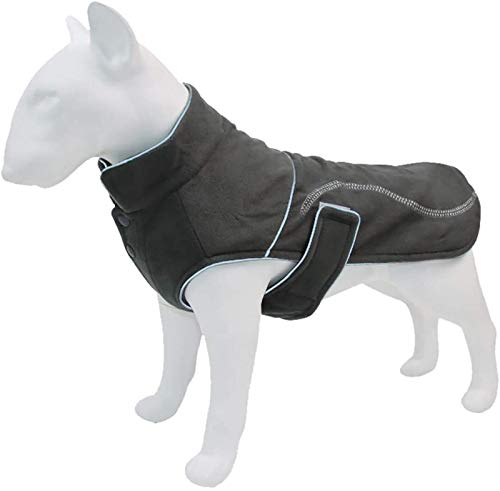 DHGTEP Hund Winterkleidung, Hoher Hals Fleece Haustier Hund Jumpsuit Comfy Hundemantel Thermische Winddicht Reflektierende Jacken für Kleine Mittlere Große Hunde (Color : Gray, Size : Medium) von DHGTEP