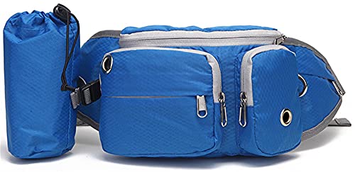 DHGTEP Hunde-Leckerli-Tasche Für Das Training, Trainingstasche Mit Verstellbarem Gurtband Und Integriertem Hundekotbeutelspender, 4 Taschen Mit Hoher Kapazität Für Wassergläser (Color : Blue) von DHGTEP