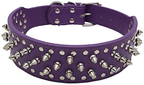 DHGTEP Hundehalsband Leder Breit, Hundehalsband Einstellbar Langlebig Weich Gepolstert Welpe Haustier Halsbänder für Kleine Mittlere Große Hunde (Color : Purple, Size : 66x5CM) von DHGTEP