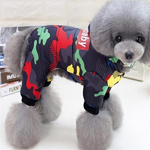 DHGTEP Hundekleidung Winter Warmer Hund Winddichter Mantel mit Beinen Dicke Haustierkleidung für Hunde Kostüm Overall Kapuzenjacke Haustierzubehör (Farbe : Schwarz, Größe : M) von DHGTEP