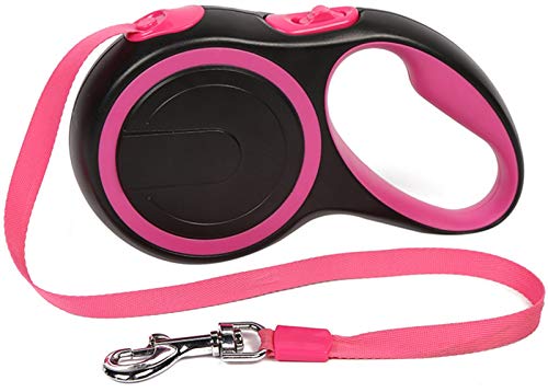 DHGTEP Hundeleine Rollleine 3m/5m/8m No-Tangle Retractable Hundeleine, Heavy Duty Hunde Ausziehbare Leinen Starkes Nylonband für Mittlere, Große, Extra Große Hunde (Color : Pink, Size : 8m) von DHGTEP