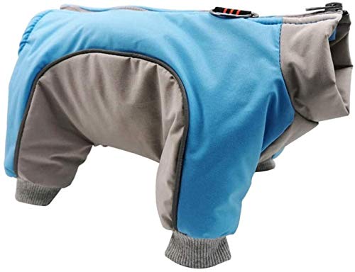 DHGTEP Hundemantel Fleece Jacke Haustier Kleidung Wasserdicht Vierbeinige Baumwolle D Ring Hundemantel Pullover für Kleine Mittlere Große Haustier Mantel (Color : Blue, Size : L) von DHGTEP