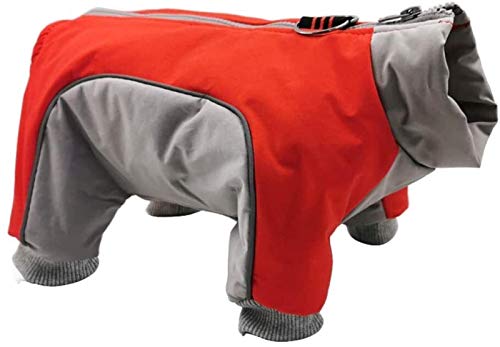 DHGTEP Hundemantel Fleece Jacke Haustier Kleidung Wasserdicht Vierbeinige Baumwolle D Ring Hundemantel Pullover für Kleine Mittlere Große Haustier Mantel (Color : Red, Size : XL) von DHGTEP