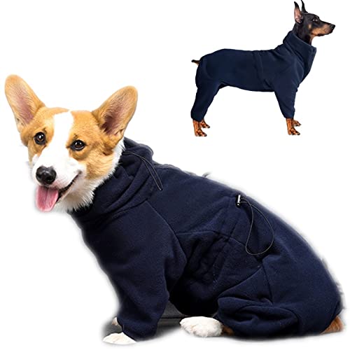 DHGTEP Hundemantel Fleece- Jacke mit Beinen für Den Winter, Warme Dicke Hundekleidung für Kleine Mittlere Große Männchen/Hündin Overalls für Corgi (Farbe : Blau, Größe : XXS) von DHGTEP