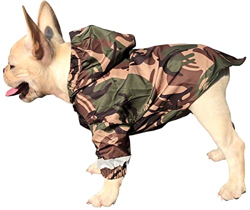 DHGTEP Hundemantel Wasserdicht Französische Bulldogge Camouflage Regenmantel Kleidung Für Kleine Hunde Windbreaker Regen Outdoor Kostüme Mops Haustier Geschenk (Größe : XXL) von DHGTEP