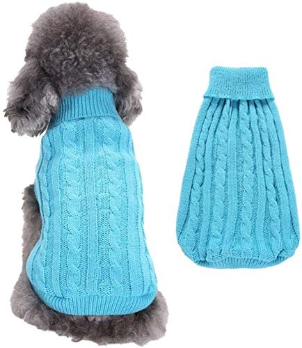 DHGTEP Hundemantel für Kleine Hunde Winter Pullover Warme Herbst Winter Haustier Baumwollmantel Kleidung für Welpe Kleiner Mittlerer Hund (Color : Bue, Size : XS) von DHGTEP