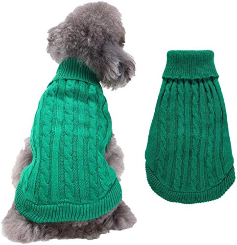 DHGTEP Hundemantel für Kleine Hunde Winter Pullover Warme Herbst Winter Haustier Baumwollmantel Kleidung für Welpe Kleiner Mittlerer Hund (Color : Green, Size : S) von DHGTEP