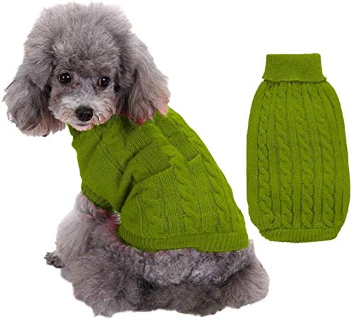 DHGTEP Hundemantel für Kleine Hunde Winter Pullover Warme Herbst Winter Haustier Baumwollmantel Kleidung für Welpe Kleiner Mittlerer Hund (Color : Light Green, Size : L) von DHGTEP
