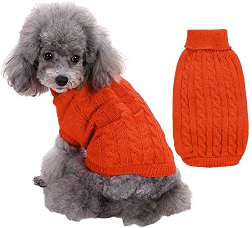 Hundemantel für Kleine Hunde Winter Pullover Warme Herbst Winter Haustier Baumwollmantel Kleidung für Welpe Kleiner Mittlerer Hund (Color : Orange Rot, Size : XS) von DHGTEP