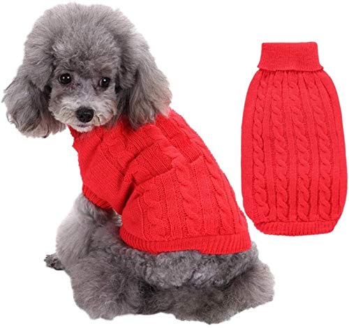 DHGTEP Hundemantel für Kleine Hunde Winter Pullover Warme Herbst Winter Haustier Baumwollmantel Kleidung für Welpe Kleiner Mittlerer Hund (Color : Red, Size : XL) von DHGTEP