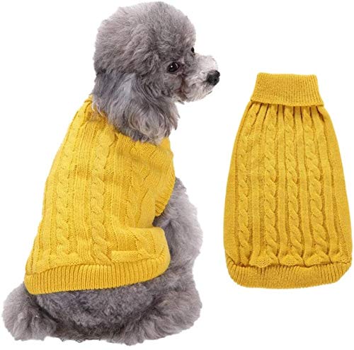 Hundemantel für Kleine Hunde Winter Pullover Warme Herbst Winter Haustier Baumwollmantel Kleidung für Welpe Kleiner Mittlerer Hund (Color : Yellow, Size : XS) von DHGTEP