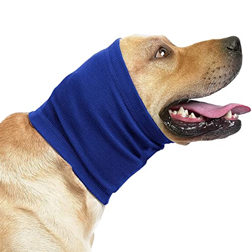 DHGTEP Hundeschnauze Hunde Hals Und Ohren Wärmer Winter Ohrenschützer Lärmschutz Keine Klappe Ohrenschützer Für Hunde Haustier Stricken Snoods (Farbe : Blau, Größe : L) von DHGTEP