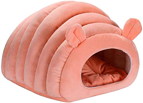 DHGTEP Katze Höhle Hundbett, Katze-Iglu-Betten PP-Baumwolle Wärmende Kapuzen-Katzen-Bett, Flauschige Zelt-Tier-Nest-Schlafsack für Katzen und Kleine Hunde (Color : Pink, Size : 45x40x35CM) von DHGTEP