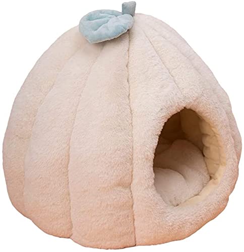 Katzenbett Plüsch Winter Warm Beruhigend Schlafsack Welpe Hund Iglu Haus Flauschiges Zelt Mit Abnehmbarem Waschbarem Kissen Für Innen Klein Mittel Katzen Hunde (Farbe : Beige, Size : S) von DHGTEP