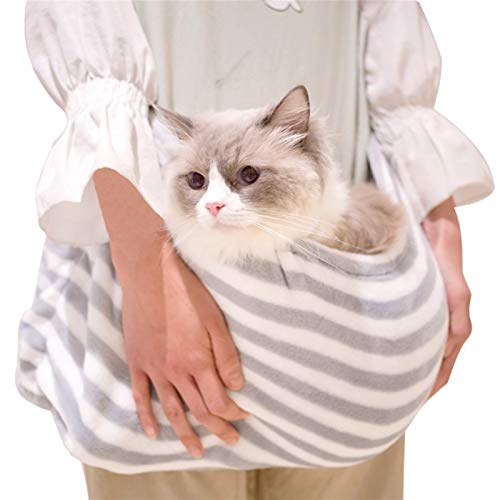 DHGTEP Katzentragetasche Komfortable Outdoor Katze Hund Schlafsack Flannelette Schürze Reisetasche Einstellbar für Katzen Haustier Zubehör (Color : Gray) von DHGTEP