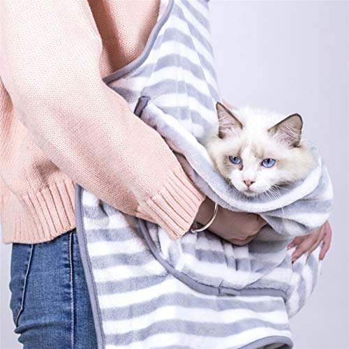 DHGTEP Katzentragetasche Komfortable Outdoor Katze Hund Schlafsack Flannelette Schürze Reisetasche Einstellbar für Katzen Haustier Zubehör (Color : Weiß) von DHGTEP