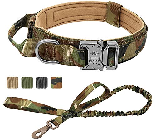DHGTEP Militärische Taktische Hundehalsband Leine Deutsch Shepard Medium Große Hundehalsbänder Führen für Walking Training Hundehalsband Kontrolle Handle (Color : Multi-Colored, Size : L) von DHGTEP
